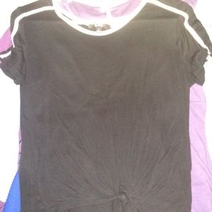 Black tie crop top with white stripes